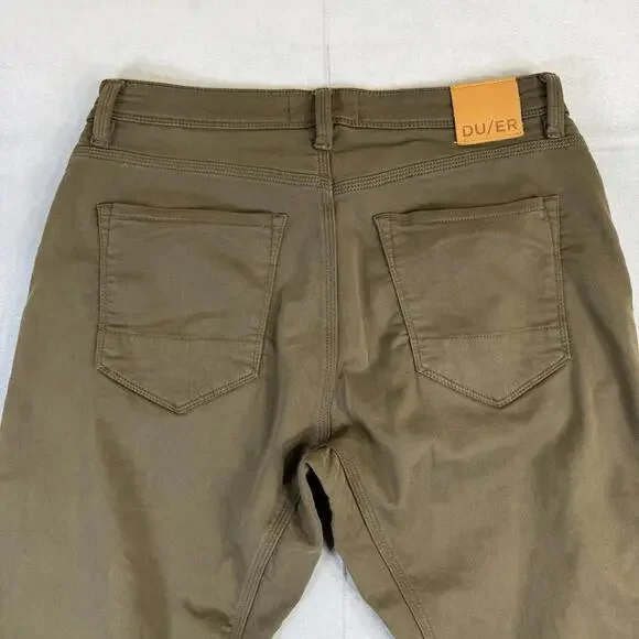Du/er N2X Pants Mens 34x32 Green Relaxed Taper 5 Pocket Chino Stretch Duer - Picture 4 of 8